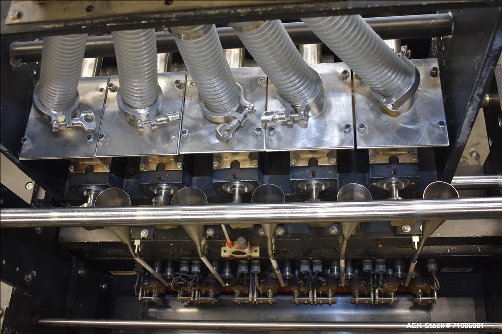 Used Ropak Model Stikpak, 5 Lane Vertical Stickpack Form Fill Seal Machine.