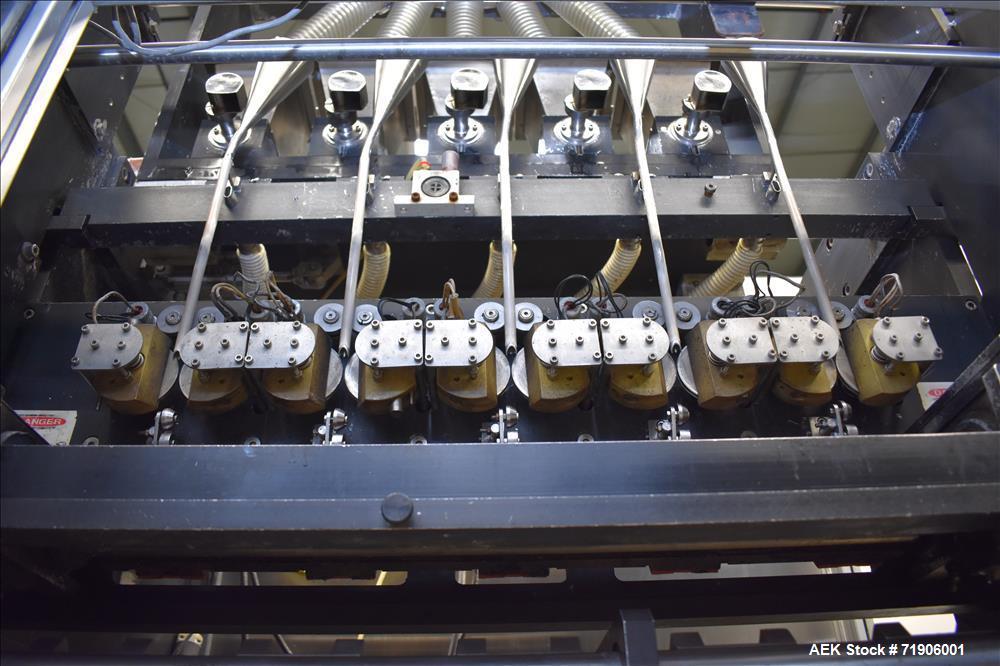 Used Ropak Model Stikpak, 5 Lane Vertical Stickpack Form Fill Seal Machine.