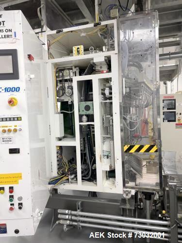 Used Sanko Model FC-1000 Stick Pack Vertical Form Fill Seal machine with Volumetric Feeder. Capable of speeds from 20 - 100 Cycles per minute per lane. Currently set up with 11 lanes on 23mm stick pa...
