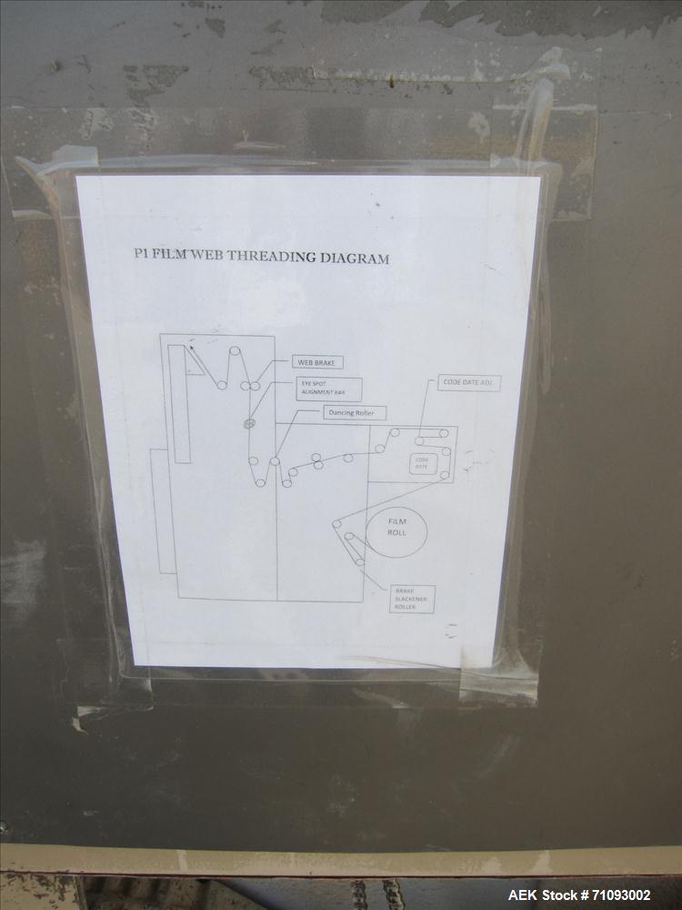 Used Transwrap Model S-750 Vertical Form Fill and Seal Machine. Includes top-mounted volumetric feeder. Has a 24" web width, a 4-1/2" (diameter) tube. Includes (3) forming tubes. (OAD: 61"L X 55"W X ...