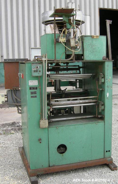 Used Triangle Package Machinery Single Tube Volumetric Vertical Form Fill and Seal Machine, model L5C. Capable of speeds up to 60 bpm. Bag size range: width 3" to 9", length 3" to 14". Has 10" wide s...
