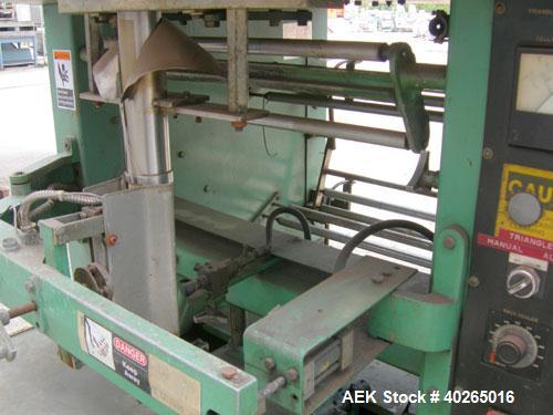 Used Triangle Package Machinery Single Tube Volumetric Vertical Form Fill and Seal Machine, model L5C. Capable of speeds up to 60 bpm. Bag size range: width 3" to 9", length 3" to 14". Has 10" wide s...