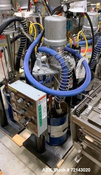 Used Graco Thermo-O-Flow 20 Air-Powered Ram Heated Pail Unloader. 5 Gallon (20 liter) pail size. Approximate 3" (76mm) diameter dual post ram. Approximate maximum melt rate 0.6 kg/min (1.3lb/min), ma...