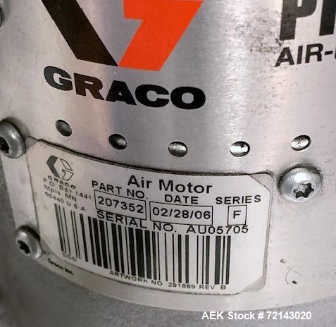 Used Graco Thermo-O-Flow 20 Air-Powered Ram Heated Pail Unloader. 5 Gallon (20 liter) pail size. Approximate 3" (76mm) diameter dual post ram. Approximate maximum melt rate 0.6 kg/min (1.3lb/min), ma...
