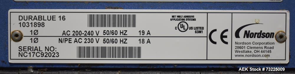 Nordson Hot Melt Glue System, Model Durablue 16