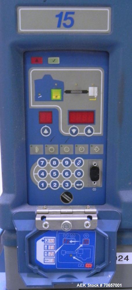 Used Nordson Model ProBlue 15 Hot Melt Glue System. Has Nodson model EPC 30 Eclipse series pattern controller. Has LogiComm glue gun driver. Mounted on stand alone frame with casters. Includes glue h...