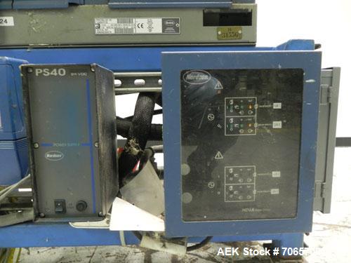 Used Nordson Model ProBlue 15 Hot Melt Glue System. Has Nodson model EPC 30 Eclipse series pattern controller. Has LogiComm glue gun driver. Mounted on stand alone frame with casters. Includes glue h...