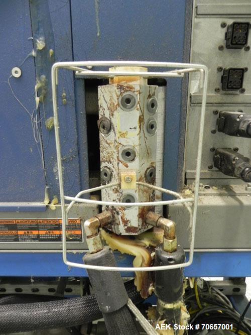Used Nordson Model ProBlue 15 Hot Melt Glue System. Has Nodson model EPC 30 Eclipse series pattern controller. Has LogiComm glue gun driver. Mounted on stand alone frame with casters. Includes glue h...