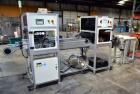 Used PVA (Halfmoon NY) Glue Applicator, serial #C1055, with cooling section. Features twin Rexroth 2” table top chain conveyors which introduce bottle to glue nozzles, then manual “shell/cap” placing...
