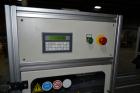 Used PVA (Halfmoon NY) Glue Applicator, serial #C1055, with cooling section. Features twin Rexroth 2” table top chain conveyors which introduce bottle to glue nozzles, then manual “shell/cap” placing...