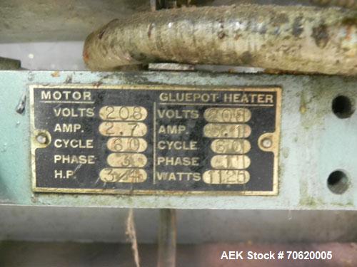 Used Mateer Burt 704 Automatic Roll Through Hot Glue Wraparound Labeler 