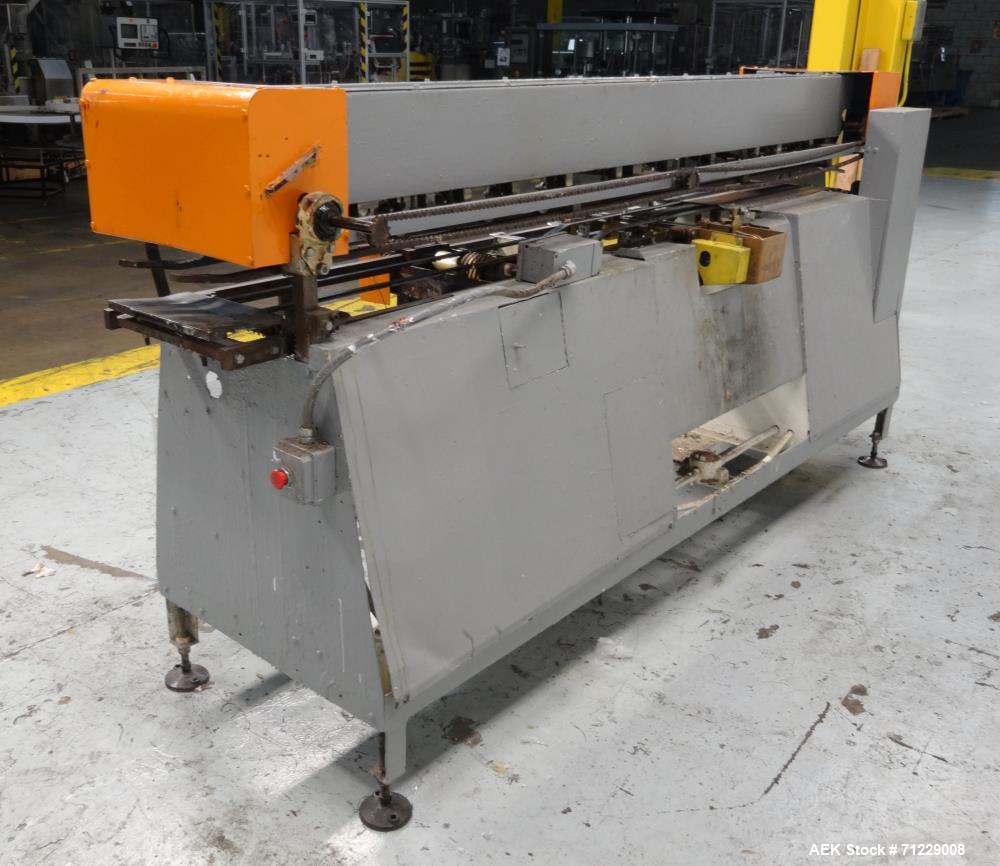 Used Mateer-Burt Model AU-611-B Horizontal Roll Through Wraparound Glue Labeler