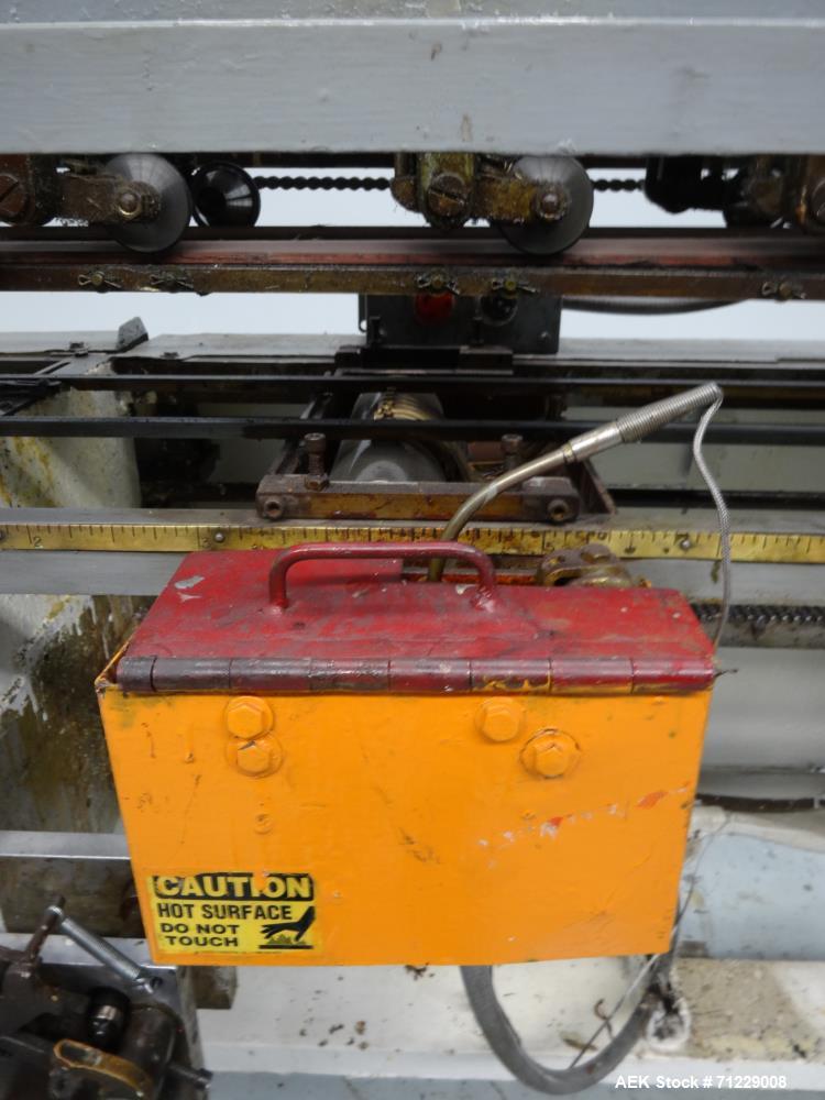 Used Mateer-Burt Model AU-611-B Horizontal Roll Through Wraparound Glue Labeler
