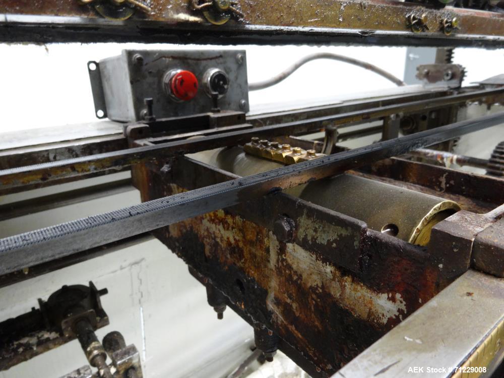 Used Mateer-Burt Model AU-611-B Horizontal Roll Through Wraparound Glue Labeler