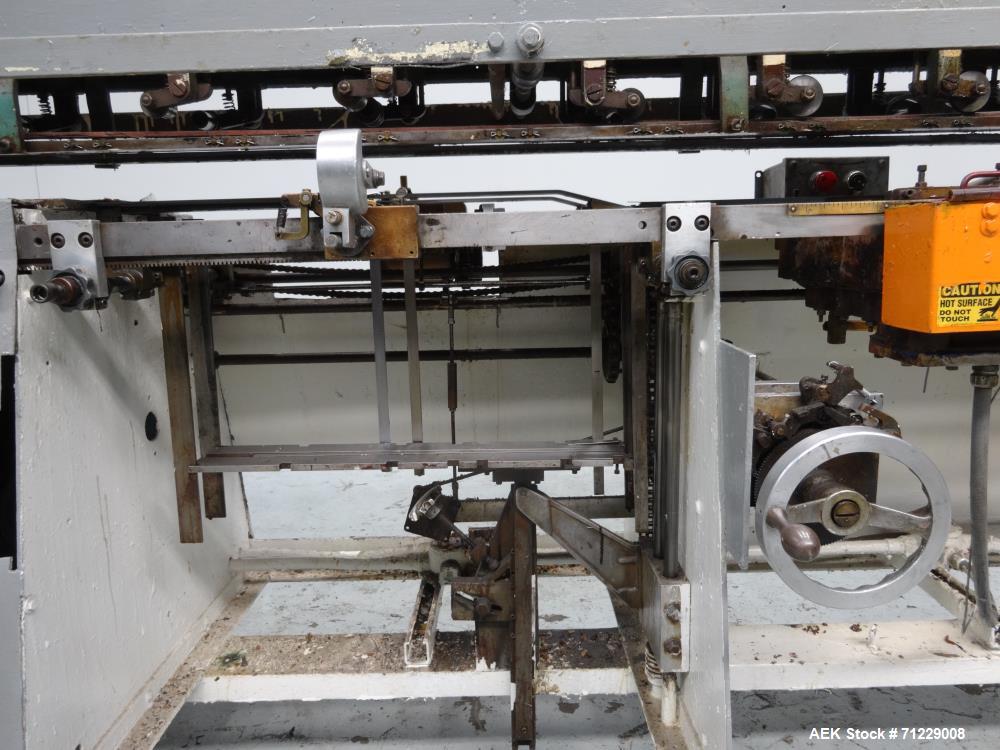Used Mateer-Burt Model AU-611-B Horizontal Roll Through Wraparound Glue Labeler