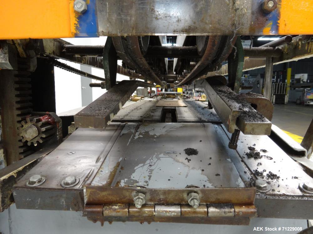 Used Mateer-Burt Model AU-611-B Horizontal Roll Through Wraparound Glue Labeler