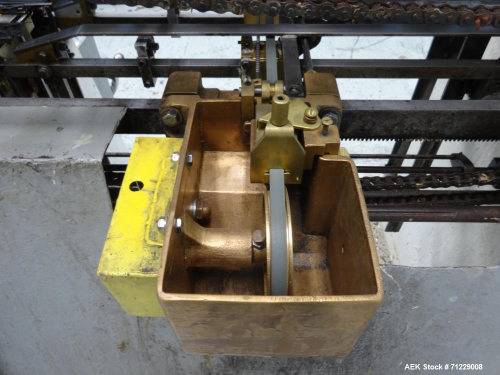Used Mateer-Burt Model AU-611-B Horizontal Roll Through Wraparound Glue Labeler