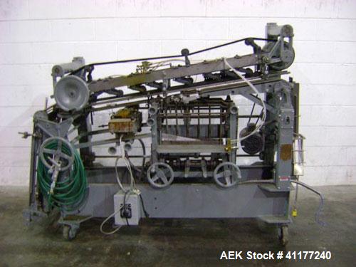 Used NewWay Roll Through Glue Wraparound Labeler, Model E5C5B. Capable of speeds up to 500 cpm. Will label metal cans, jars, plastic bottles or composite cans. Container size range: diameter 1.75" to...