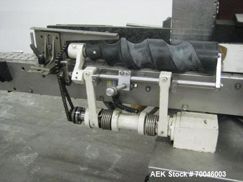 Used Krones Rotina I Wraparound Cold Glue Labeler. Cable of speeds up to 80 bottles per minute on wraparound or 100 bottles per minute on spot labels. Has a label size range: length 2" to 14", width ...