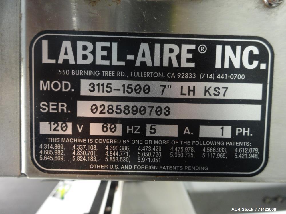 Used Label-Aire Model 3115 Left Handed Pressure Sensitive Labeler