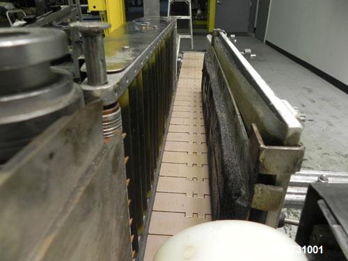 Used New Jersey Machine Mustang II Automatic Glue Labeler capable of speeds up to 250 labels per minute. Has a label size range: length 2-1/2" to 14-1/2", height 1" to 5-1/2". Container size range: d...