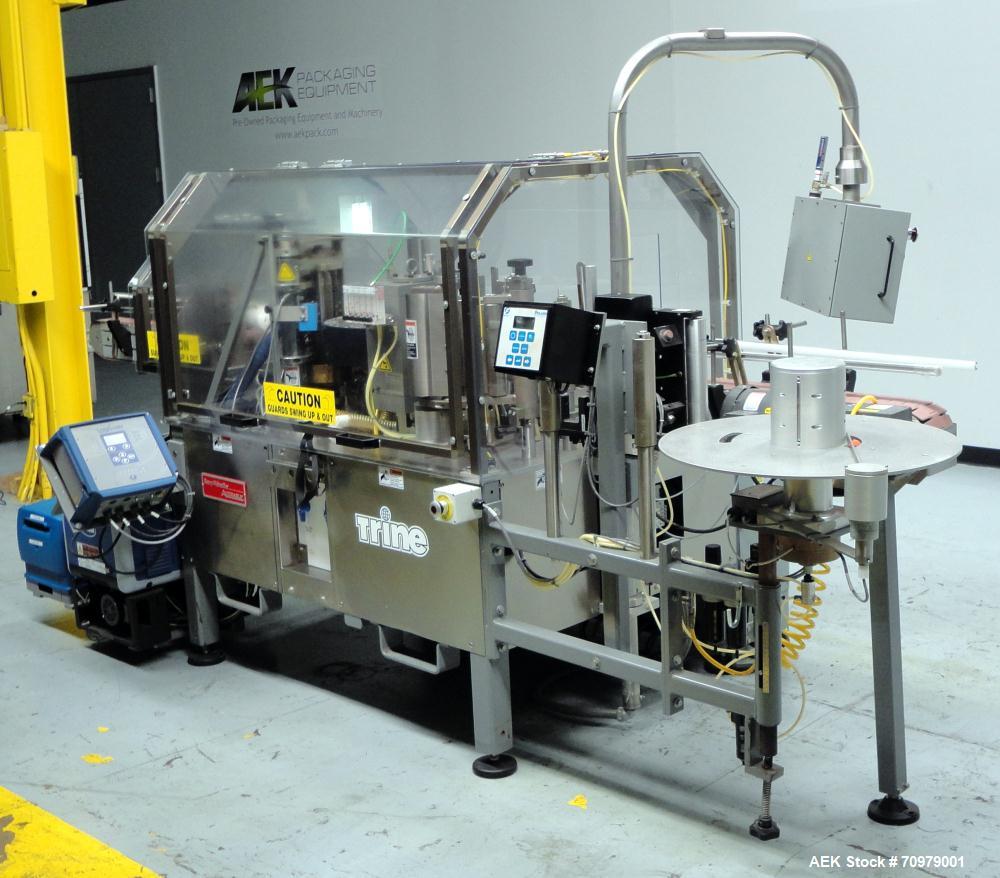 Used Trine Model 4500CE Roll Fed Wraparound Hot Melt Labeler