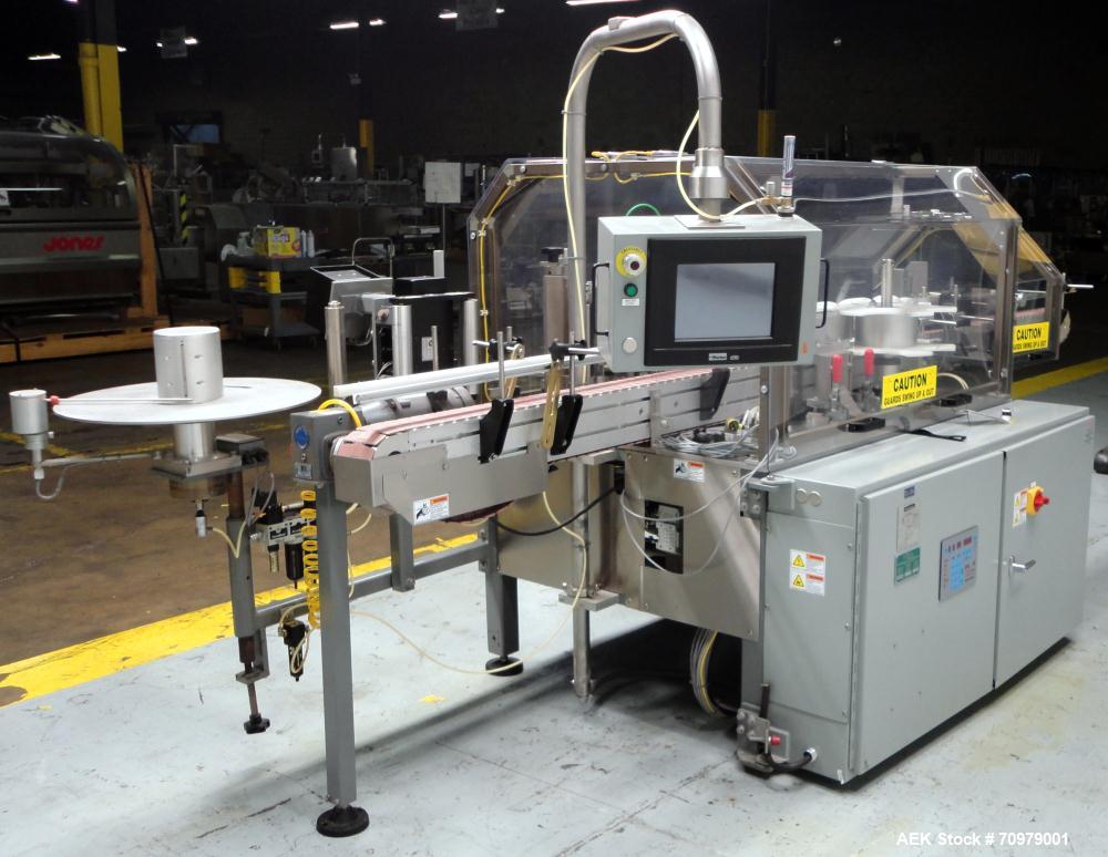 Used Trine Model 4500CE Roll Fed Wraparound Hot Melt Labeler