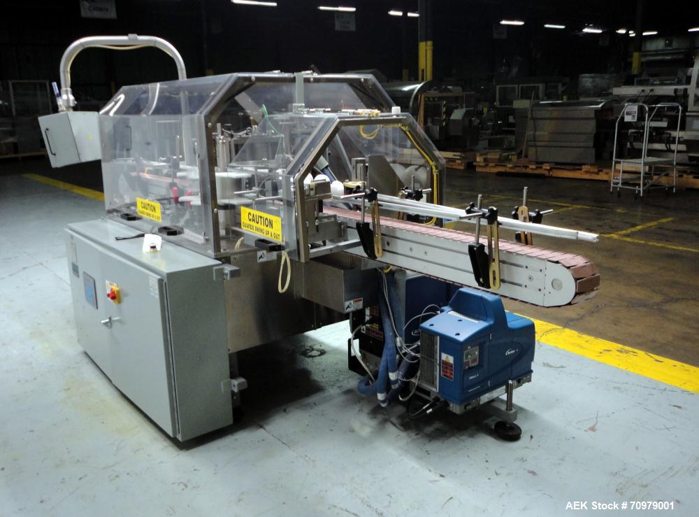 Used Trine Model 4500CE Roll Fed Wraparound Hot Melt Labeler