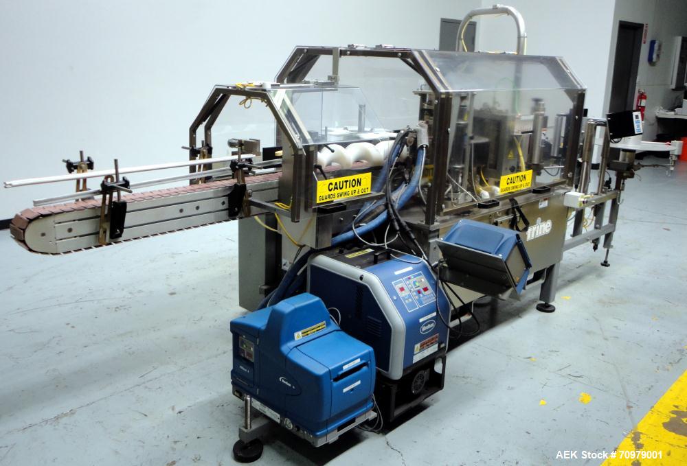 Used Trine Model 4500CE Roll Fed Wraparound Hot Melt Labeler