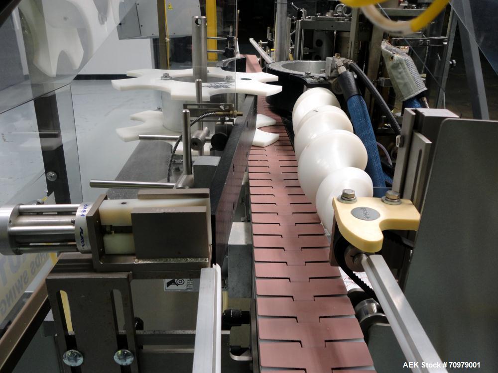 Used Trine Model 4500CE Roll Fed Wraparound Hot Melt Labeler