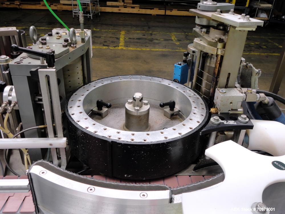 Used Trine Model 4500CE Roll Fed Wraparound Hot Melt Labeler