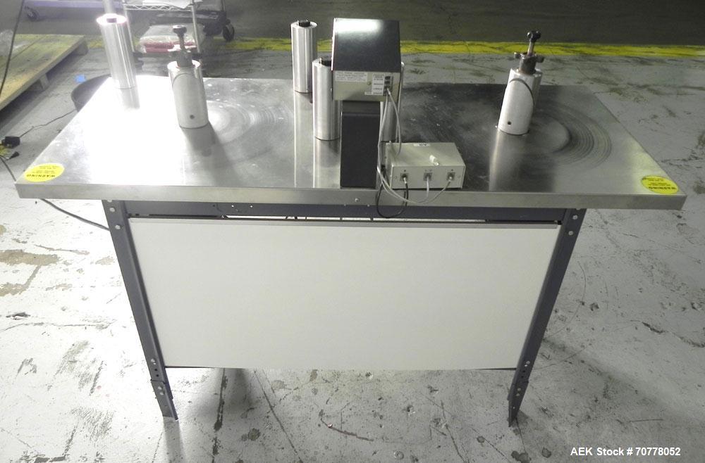 Used Teco Model 200 Bi-Direction Label Counter and Rewinder. Is capable of speeds up to 600 feet per minute. Has a maximum web width of 7". Uses a 100 psi air clutch breaking system and variable spee...