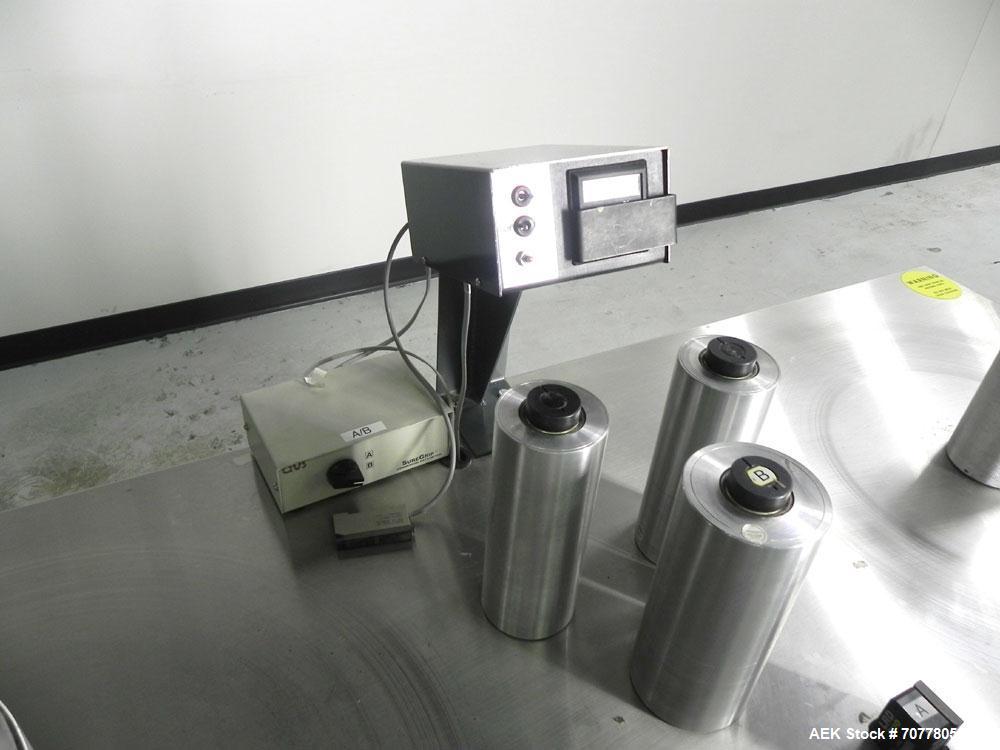 Used Teco Model 200 Bi-Direction Label Counter and Rewinder. Is capable of speeds up to 600 feet per minute. Has a maximum web width of 7". Uses a 100 psi air clutch breaking system and variable spee...
