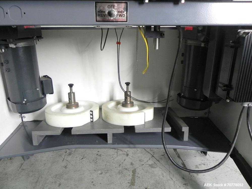 Used Teco Model 200 Bi-Direction Label Counter and Rewinder. Is capable of speeds up to 600 feet per minute. Has a maximum web width of 7". Uses a 100 psi air clutch breaking system and variable spee...