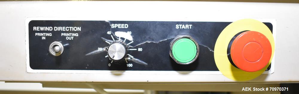 Used WT Web Techniques Label Counter / Rewinder, Model WT-25LC. Max web width: 7" (17.78 cm), optional 10" (25.4 cm), max unwind diameter: 24 inches (61 cm), max rewind diameter 18" (45 cm), optional...