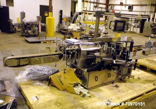 Used New Jersey Machine Charger Model NJM/CLI-334 Pressure Sensitive Front / Back / Wraparound Labeler. Capable of speeds up to 400 COM. Container size range: (Height) 1" - 14" or 25.4mm - 355.8mm (D...