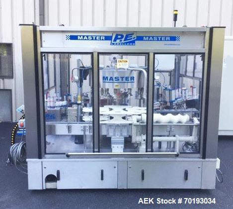 Used P.E. Master 12 Station Rotary Pressure Sensitive Labeler.