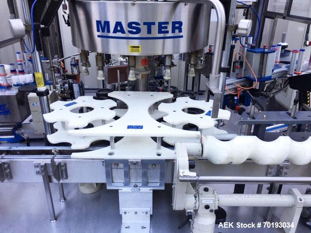 Used P.E. Master 12 Station Rotary Pressure Sensitive Labeler.