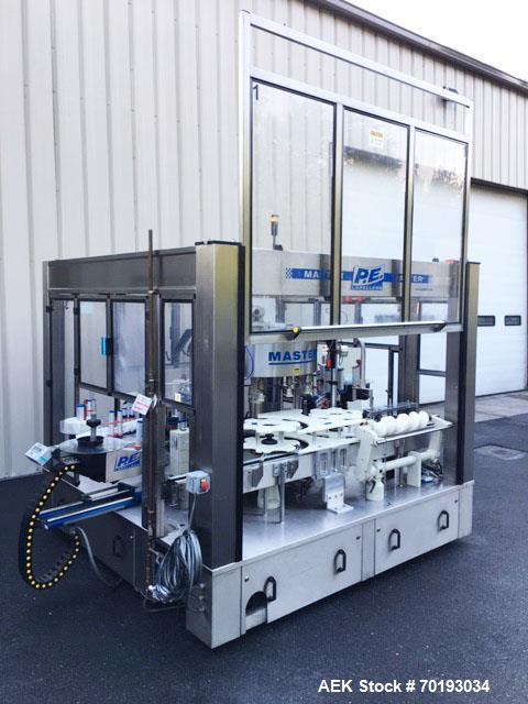 Used P.E. Master 12 Station Rotary Pressure Sensitive Labeler.