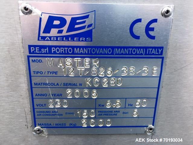 Used P.E. Master 12 Station Rotary Pressure Sensitive Labeler.