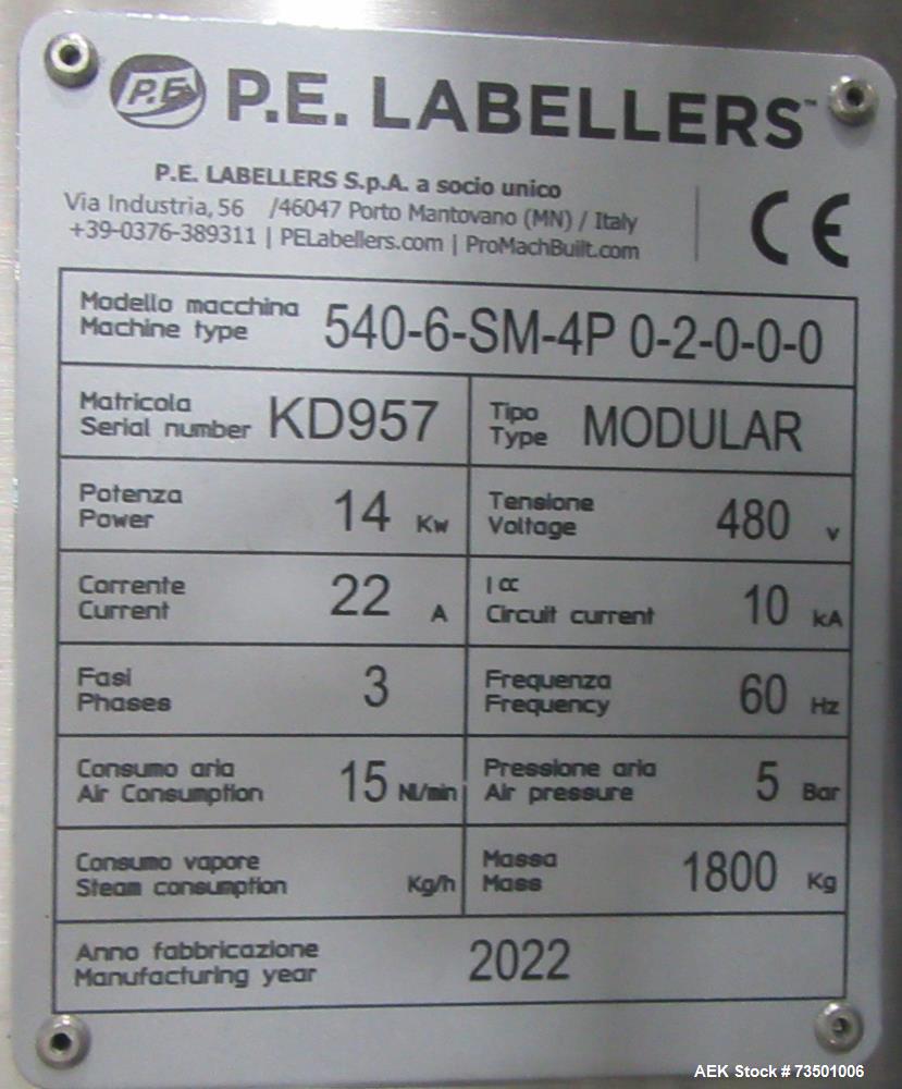 Unused PE Modular SL Series Rotary Pressure Sensitive Labeler – Dual Heads, Camera & Date Code