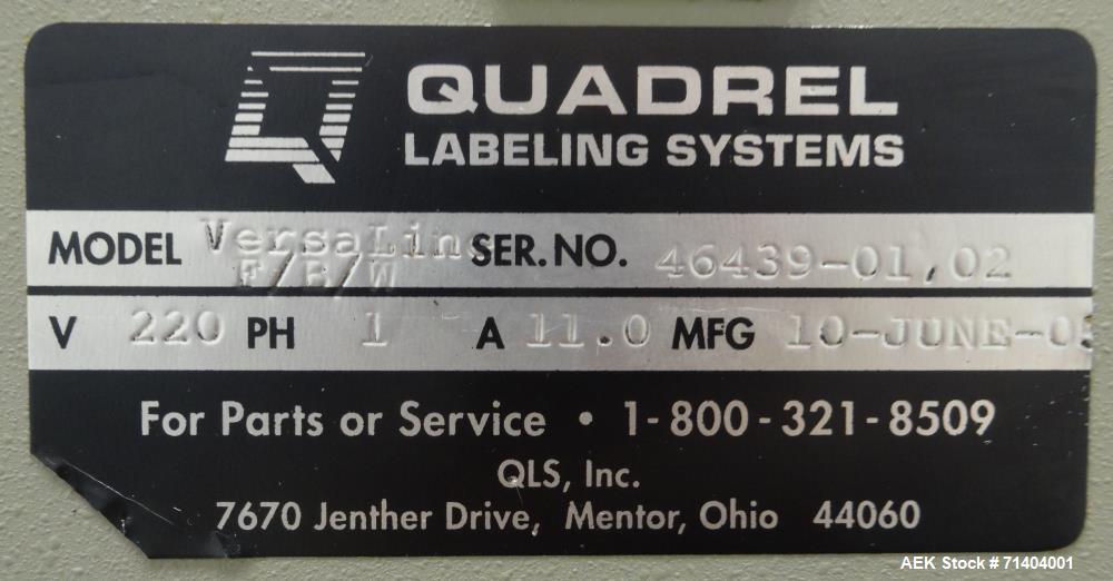 Used Quadrel Double Head Front Back and Wrap Pressure Sensitive Labeler