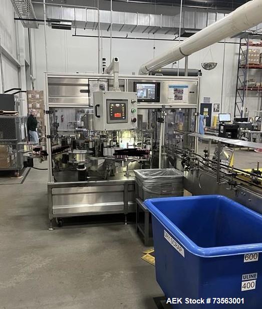 Used Shorewood Engineering Rotary Front, Back & Wrap Labeler, Model 5840 | 120 CPM | Allen Bradley PLC | Stainless Steel | Food-Grade Labeling System