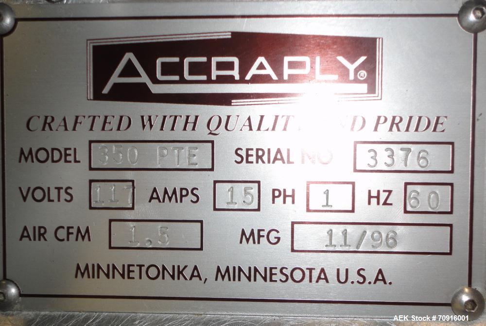 Used Accraply Model 350 PTE Front and Back Tamper Evident Labeler