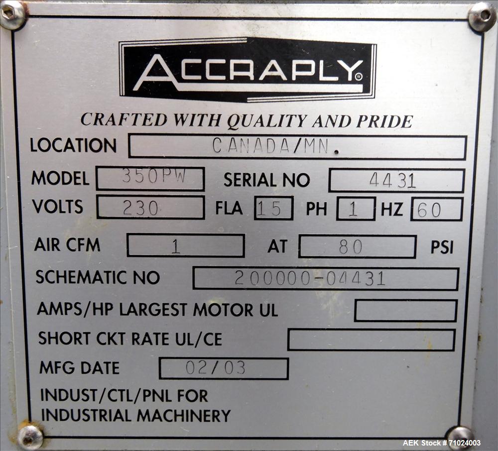 Used Accraply Model 350PW Front and Back Pressure Sensitive Labeler