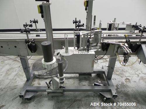 Used Autolabe Model 110S Front & Back Pressure Sensitive Labeling System. Capable of speeds up to 1200" of web speed per minute. Right to left operation. Label size range: (width) 1/4" to 4-1/2" with...