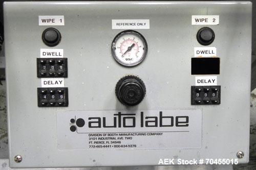 Used Autolabe Model 110S Front & Back Pressure Sensitive Labeling System. Capable of speeds up to 1200" of web speed per minute. Right to left operation. Label size range: (width) 1/4" to 4-1/2" with...