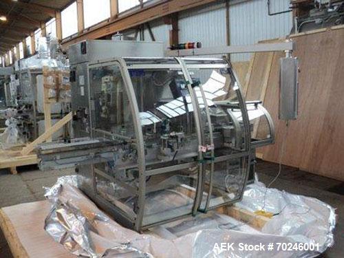 Used Neri Type BL400VTEXL Labeller. Size range 20mm to 180mm wide x 15mm to 120mm high x 70mm to 200mm long. Maximum rate of 400 packs per minute. Label speed maximum 50m per minute. 400mm maximum re...