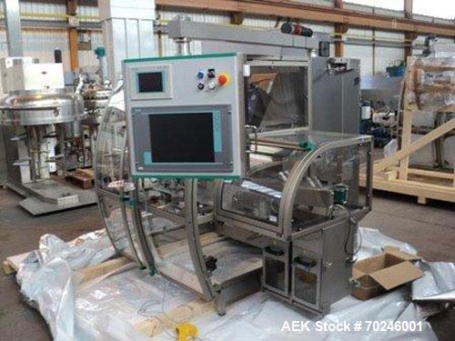 Used Neri Type BL400VTEXL Labeller. Size range 20mm to 180mm wide x 15mm to 120mm high x 70mm to 200mm long. Maximum rate of 400 packs per minute. Label speed maximum 50m per minute. 400mm maximum re...
