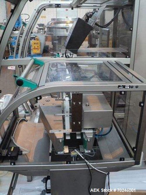 Used Neri Type BL400VTEXL Labeller. Size range 20mm to 180mm wide x 15mm to 120mm high x 70mm to 200mm long. Maximum rate of 400 packs per minute. Label speed maximum 50m per minute. 400mm maximum re...